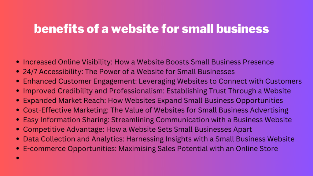 10 benefits of a website for small business